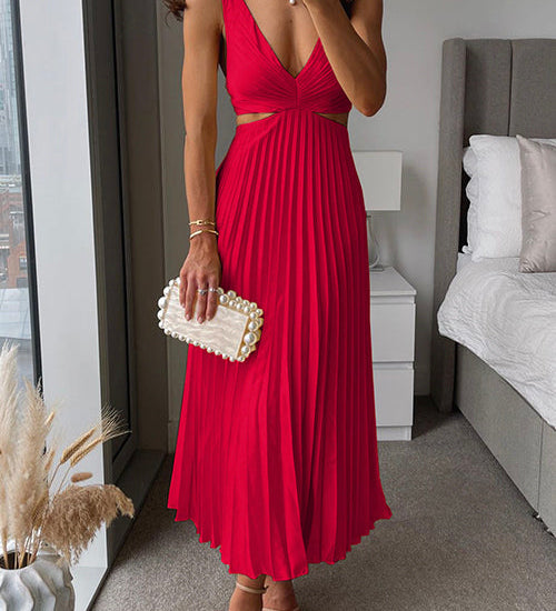 Katarina – Elegantna Midi Haljina od Svile Bez Rukava