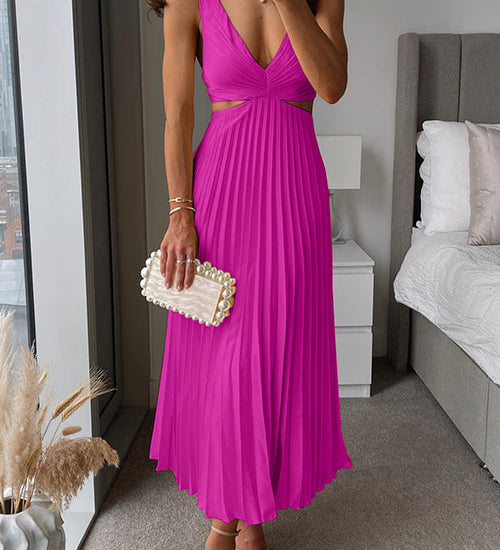 Nika – Elegantan Midi Haljina Bez Rukava od Svile