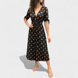 Nika – Elegantan Midi Haljina s Mjesecom od Svile