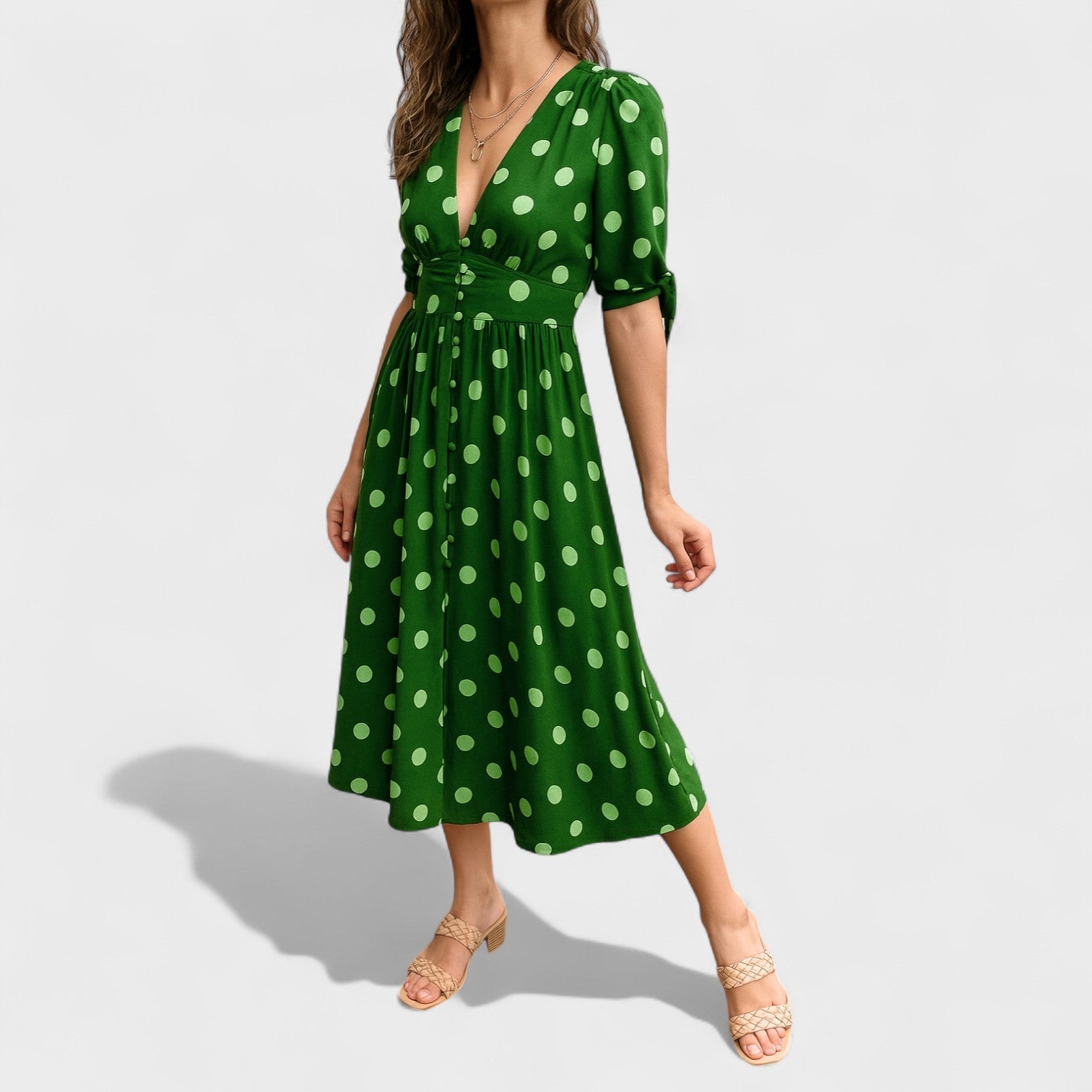Nika – Elegantan Midi Haljina s Mjesecom od Svile