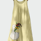 Tina – Elegantna midi haljina s uzorkom patke