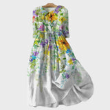 Sara – Elegantna Midi Haljina s Cvjetnim Akvarelom