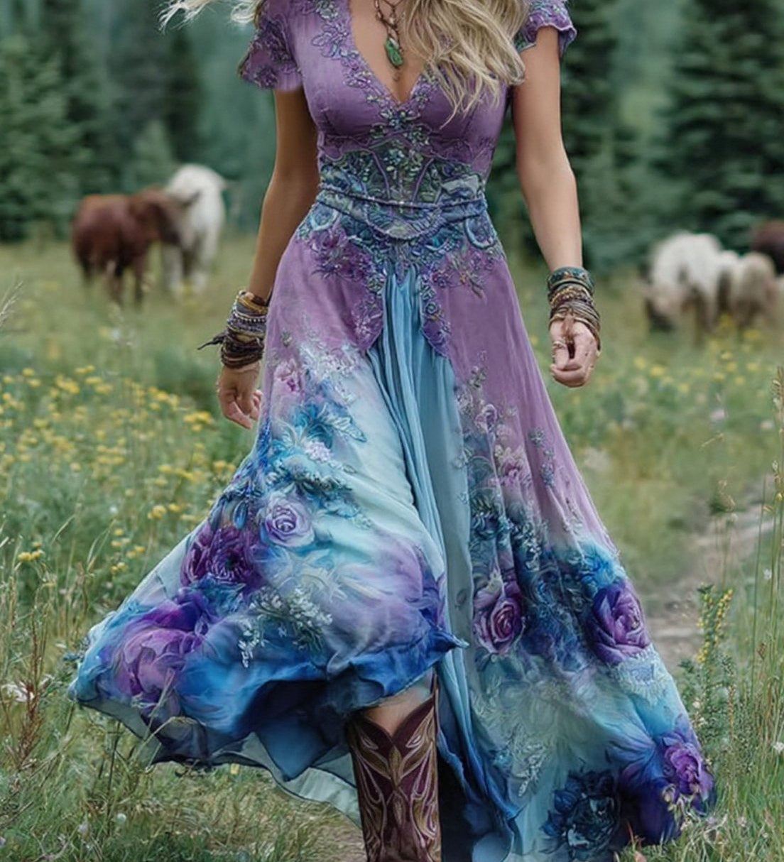 Petra – Elegantna Maxi Haljina s Cvjetnim Uzorkom
