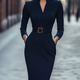 Petra – Elegantan Strukiran Crni Haljina od Svile