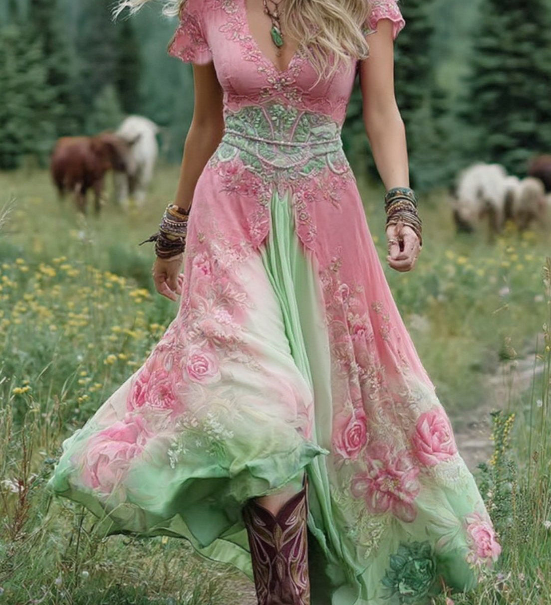 Petra – Elegantna Maxi Haljina s Cvjetnim Uzorkom