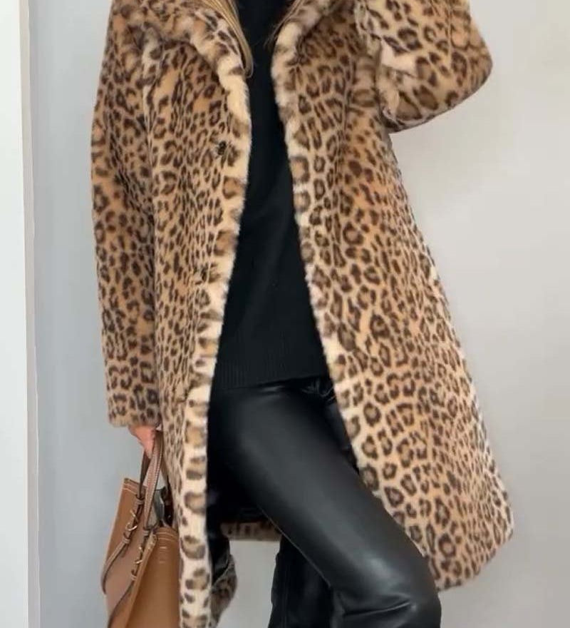 Zala – Elegantni Dugi Kaput s Uzorkom Leoparda