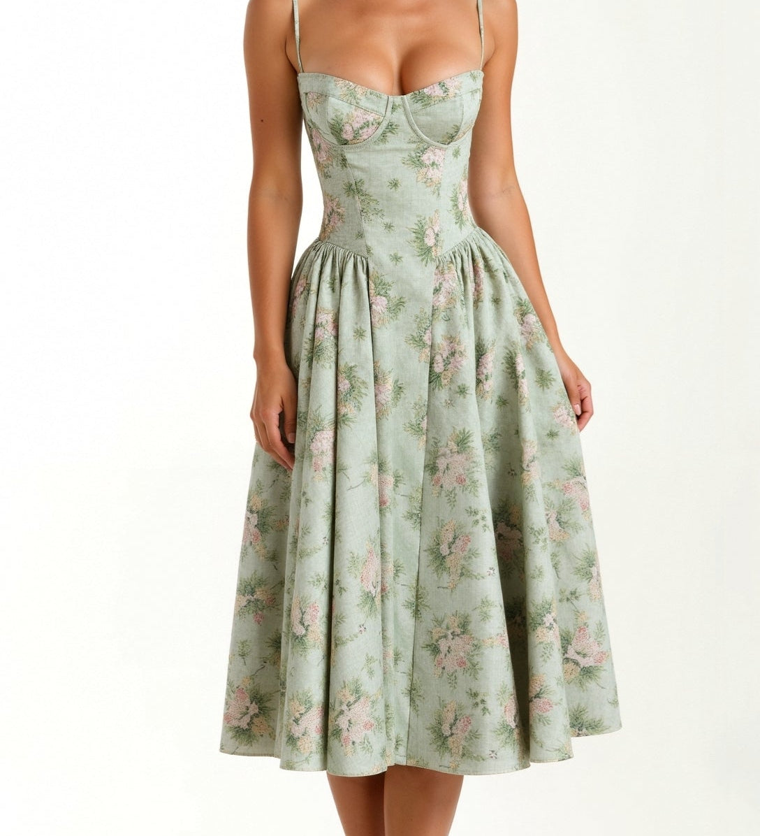 Katarina – Elegantan midi haljina sa strukturiranim korzetom