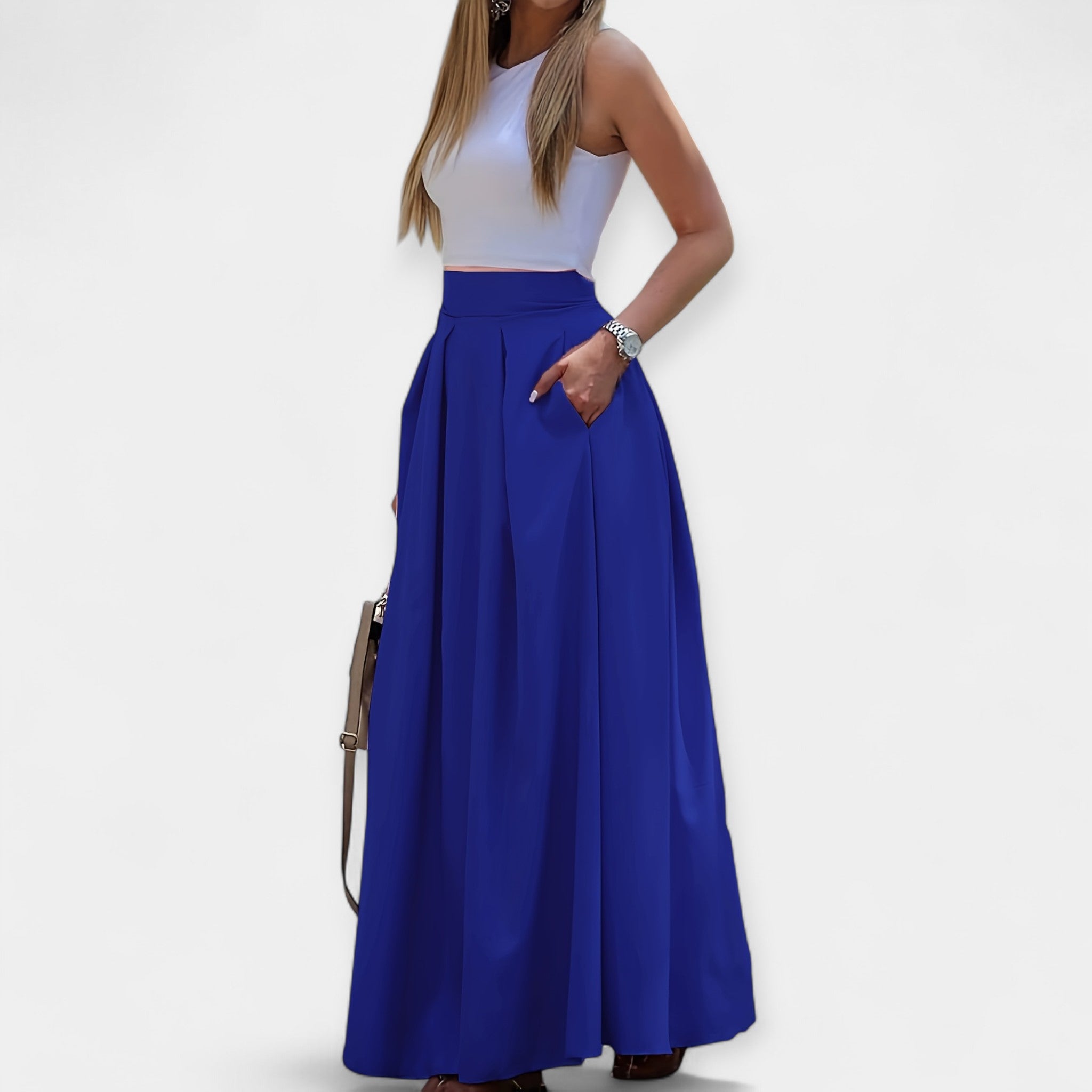 Marija – Elegantna midi suknja od svile s romantičnim detaljima