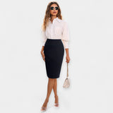 Marija – Elegantan midi suknja s visokim strukom od svile