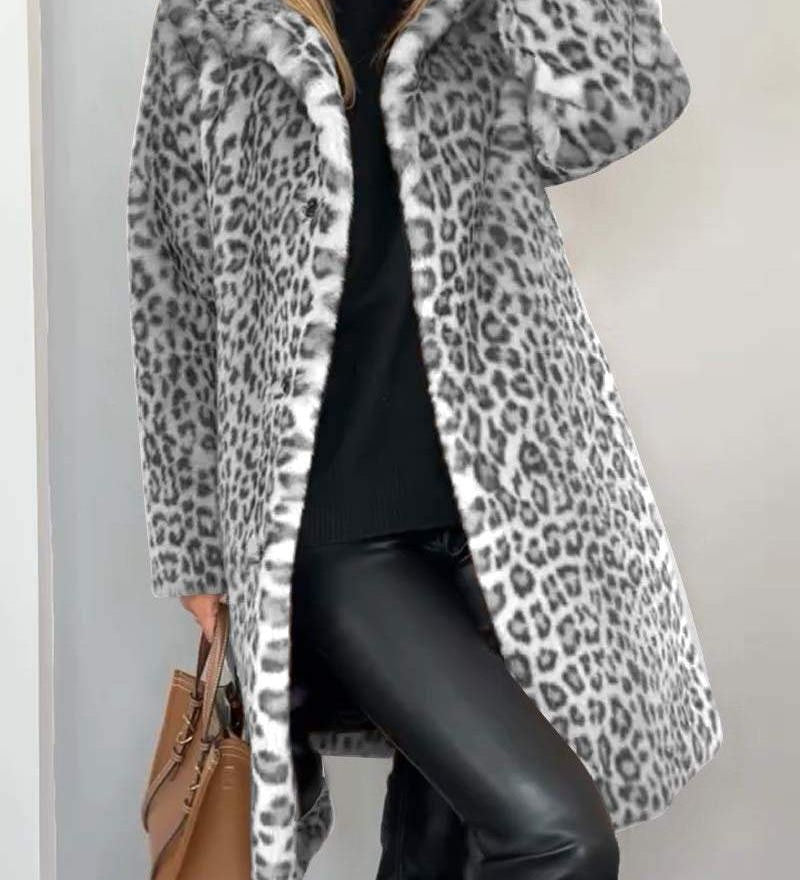 Zala – Elegantni Dugi Kaput s Uzorkom Leoparda