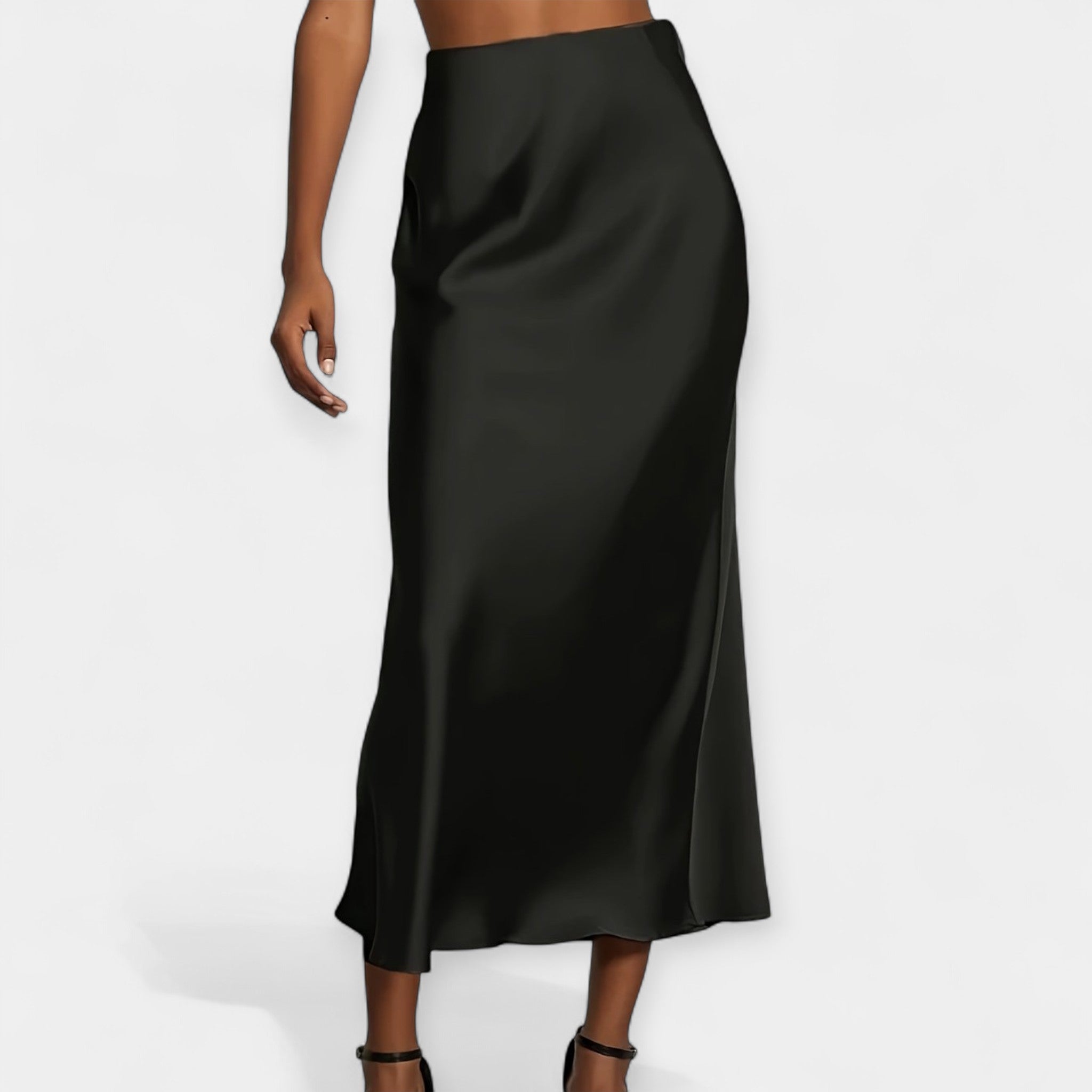 Marija – Elegantna midi minica od svile s visokim strukom