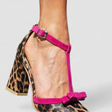 Simona – Elegantne zelene sandale s leopard uzorkom