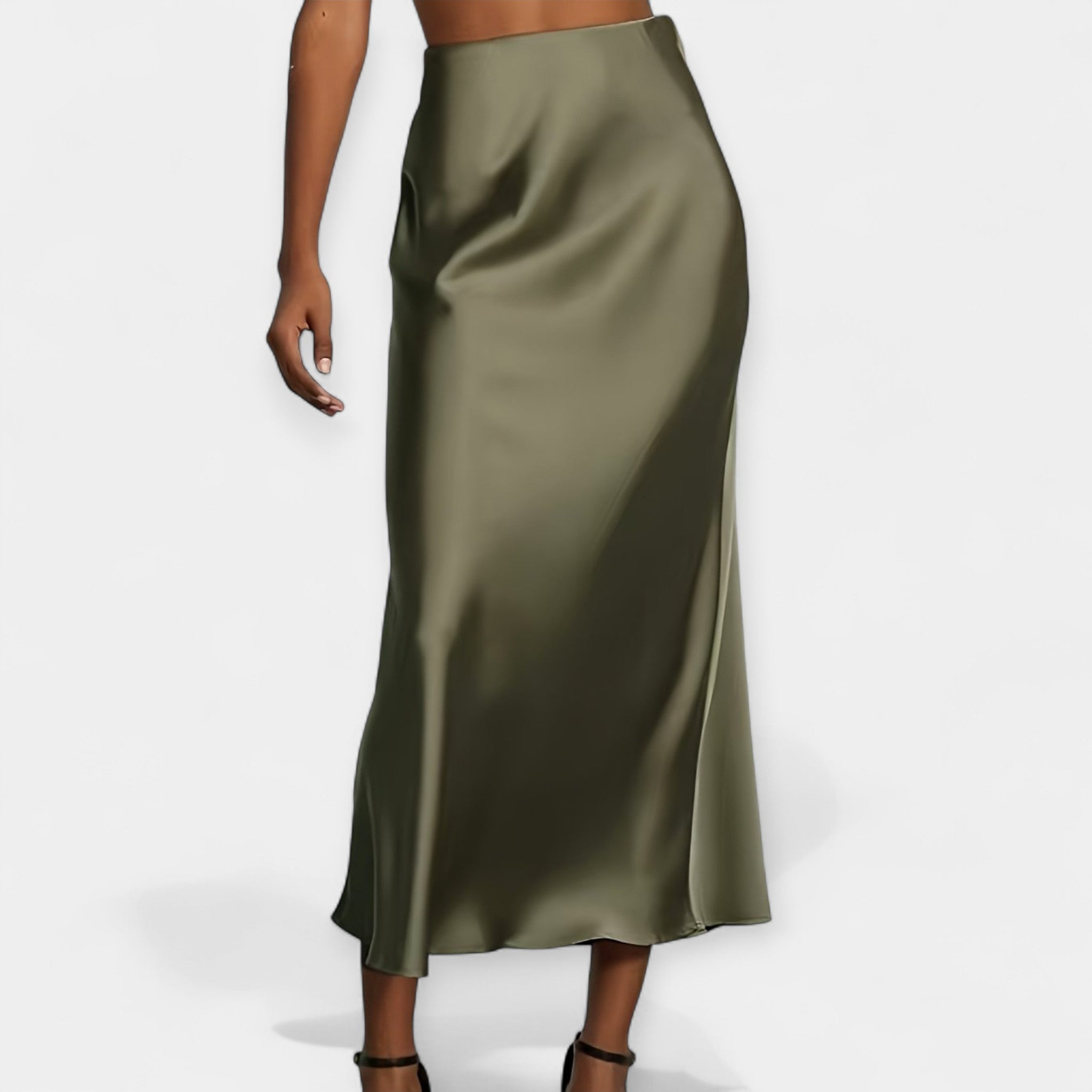 Marija – Elegantna midi minica od svile s visokim strukom