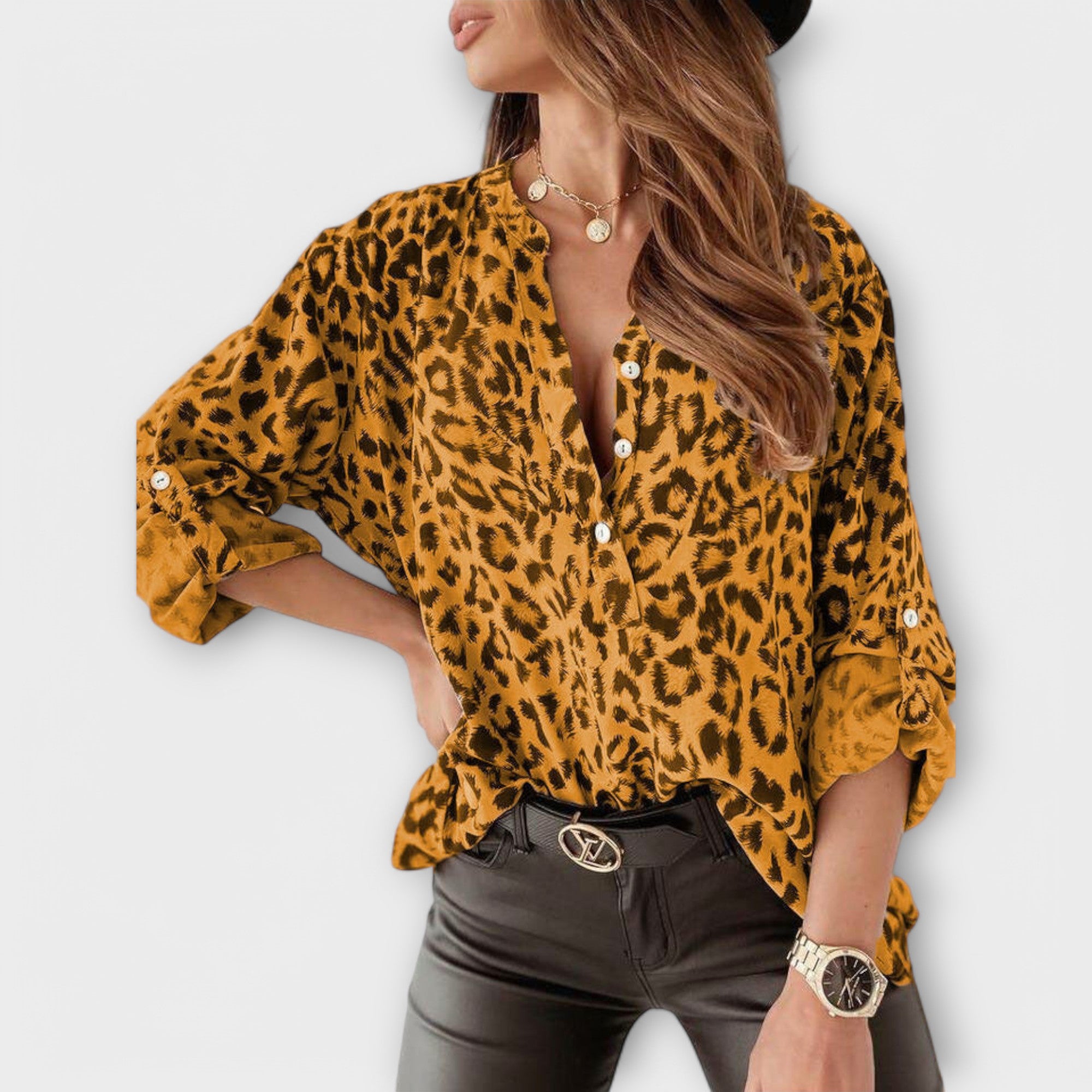 Alja – Elegantna blusa s leopard uzorkom od svile