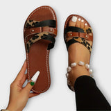Kaja – Elegantne sandale s leopard uzorkom i preklopnim trakama