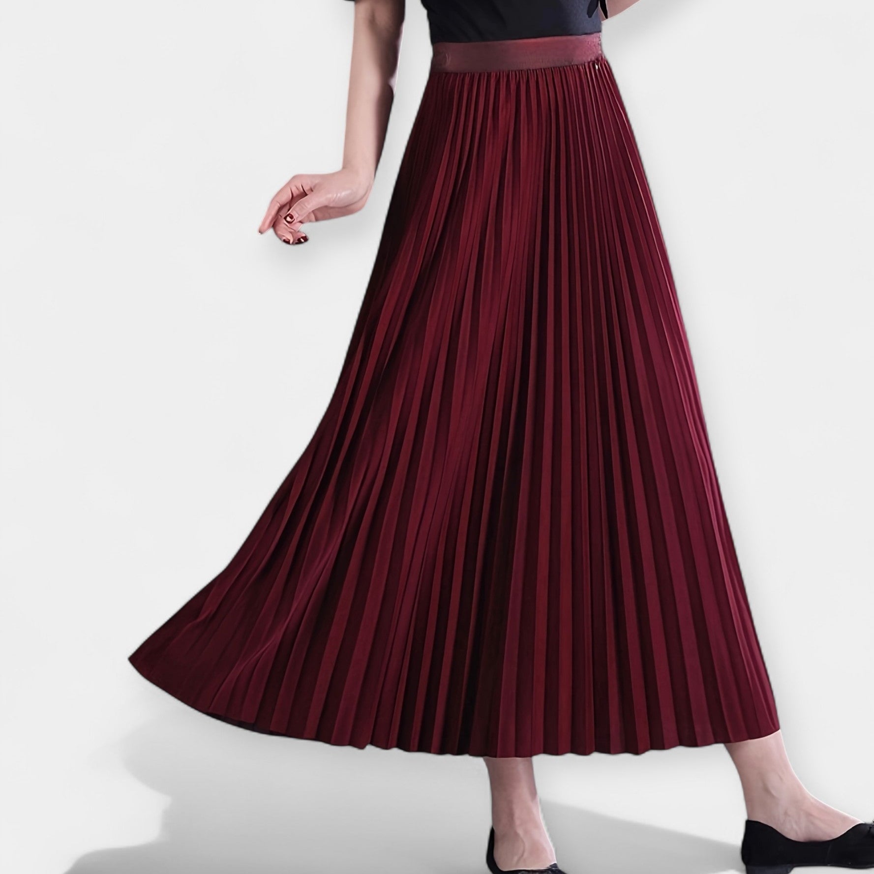 Marija – Elegantna duga plisirana suknja od satena