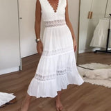 Petra – Elegantan čipkasti midi haljina s V-izrezom