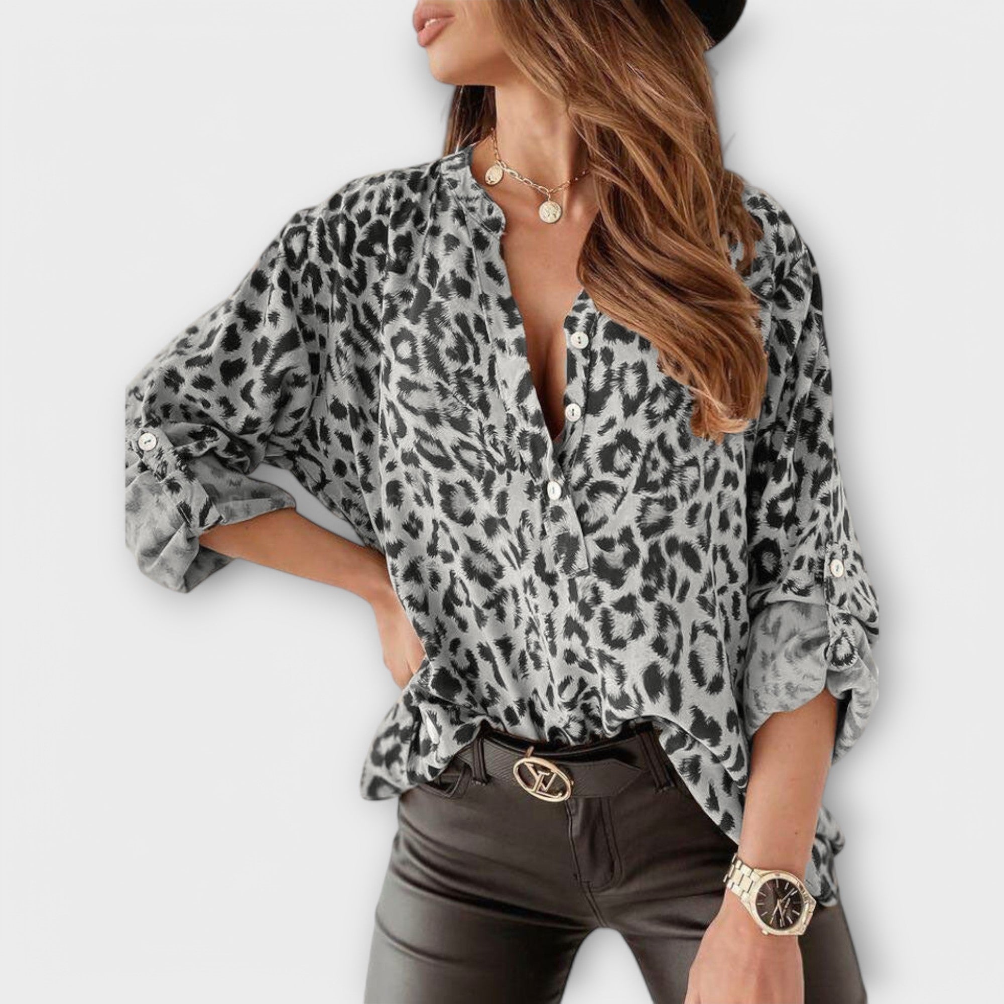 Alja – Elegantna blusa s leopard uzorkom od svile