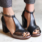 Simona – Elegantne crne sandale s visokom potpeticom u patchworku