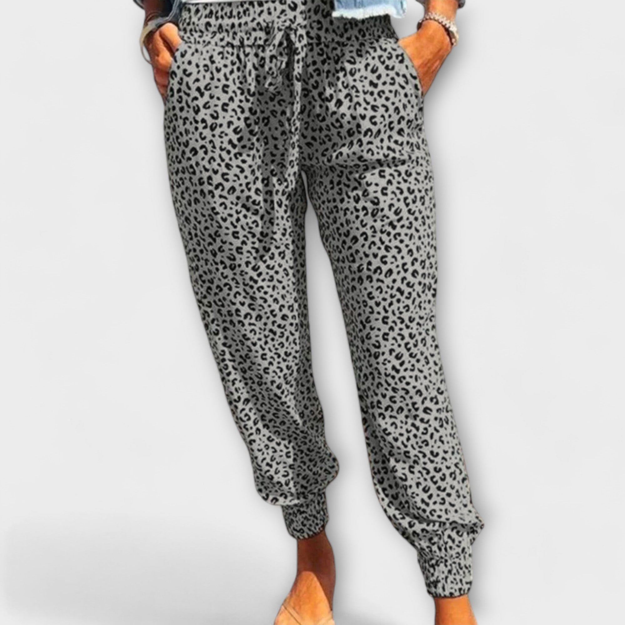 Ines – Elegantne široke hlače s leopard uzorkom