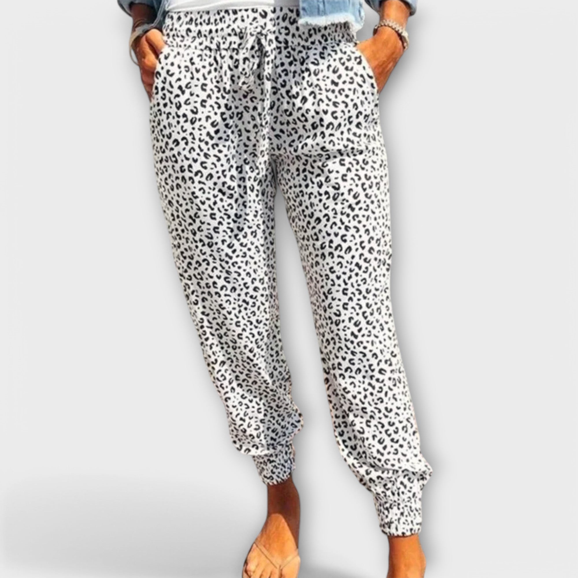 Ines – Elegantne široke hlače s leopard uzorkom