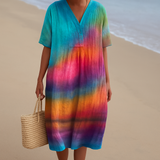 Eva – Elegantna midi haljina s tie-dye uzorkom