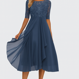 Nika – Elegantan midi haljina od čipke s 3/4 rukavima