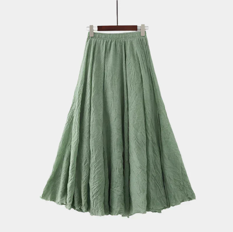 Marija – Elegantna midi suknja s visokim strukom od svile
