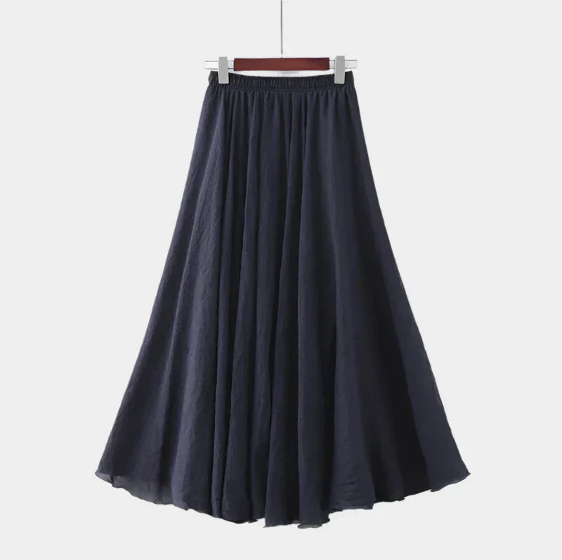 Marija – Elegantna midi suknja s visokim strukom od svile