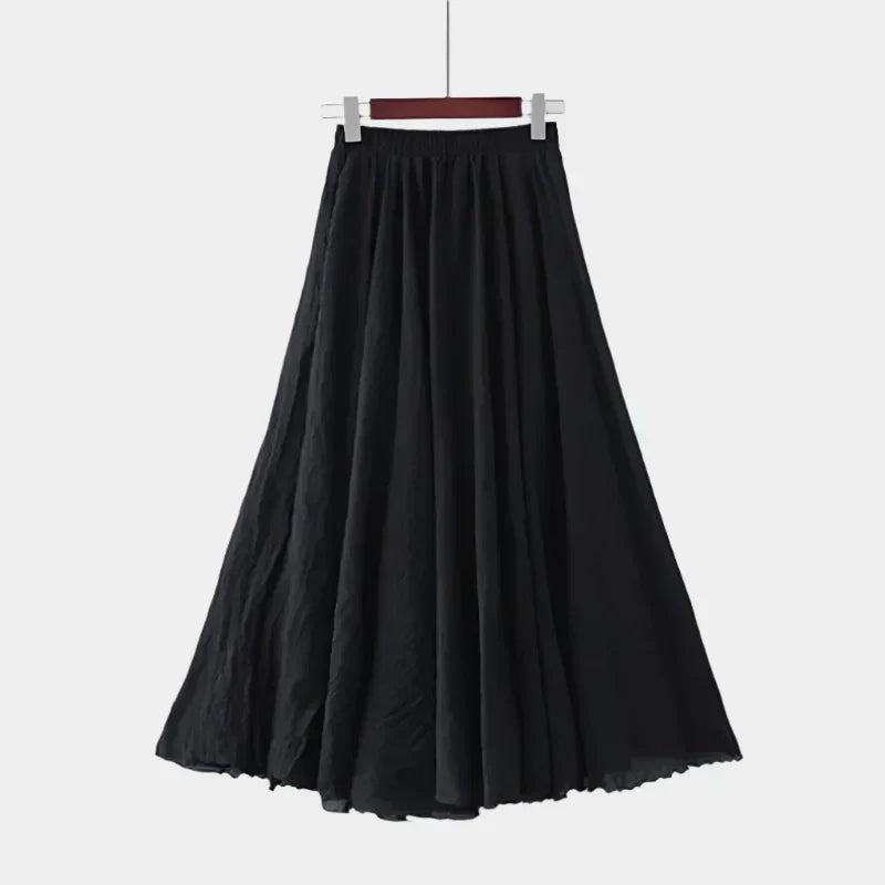 Marija – Elegantna midi suknja s visokim strukom od svile