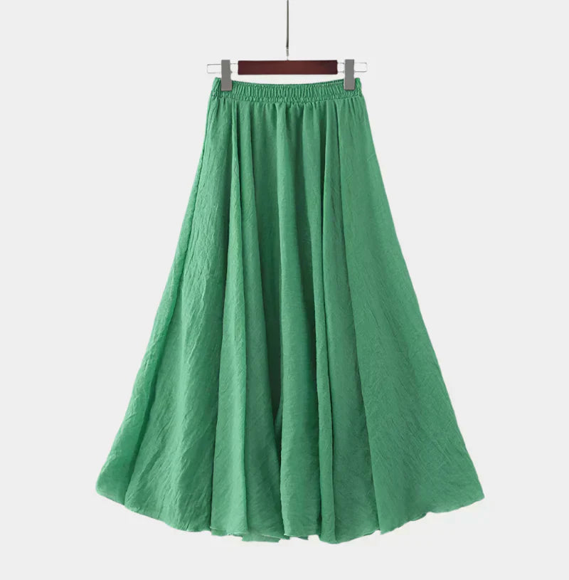 Marija – Elegantna midi suknja s visokim strukom od svile