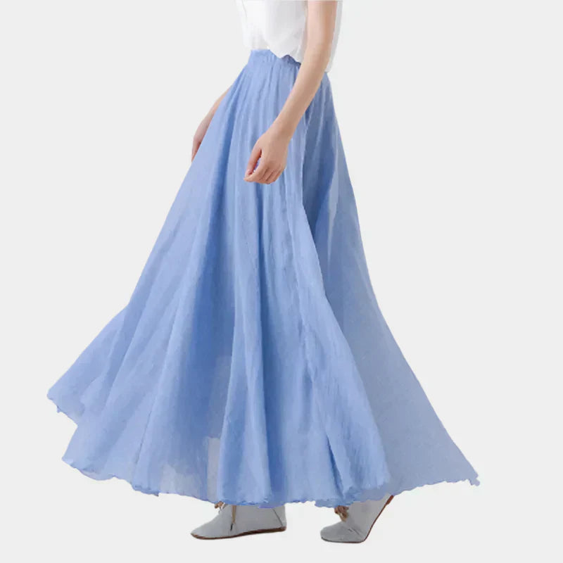 Marija – Elegantna midi suknja s visokim strukom od svile