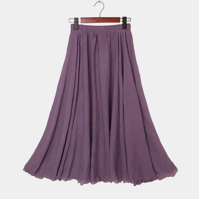 Marija – Elegantna midi suknja s visokim strukom od svile