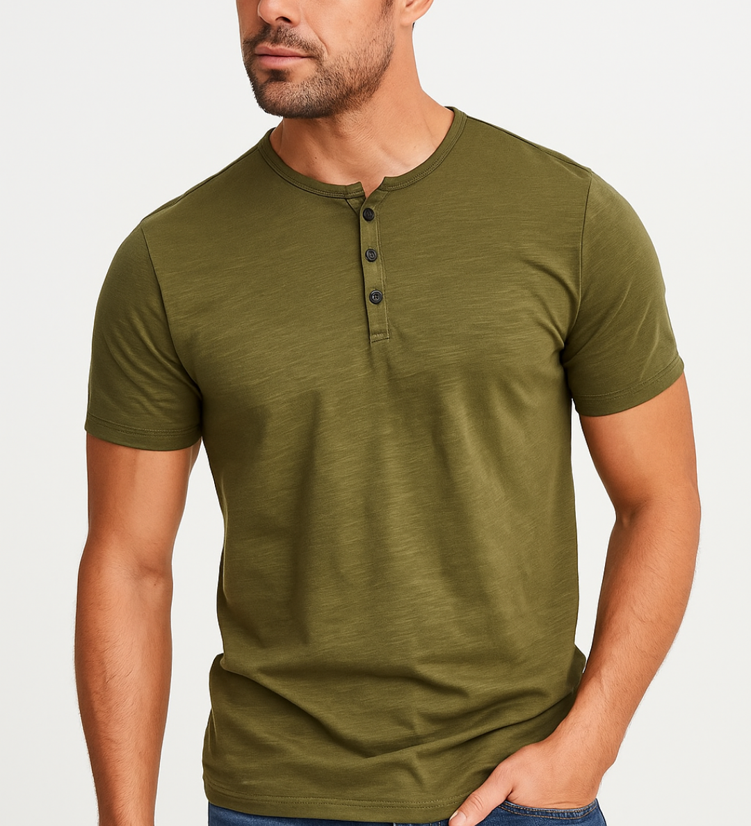Luka – Elegantna Henley majica s gumbima od pamuka