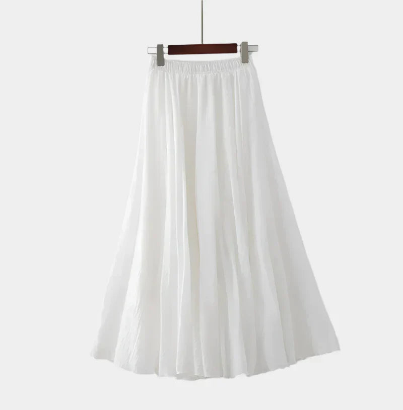 Marija – Elegantna midi suknja s visokim strukom od svile