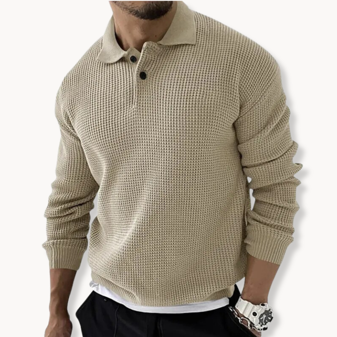 Matej – Elegantan pleteni polo pulover od pamuka
