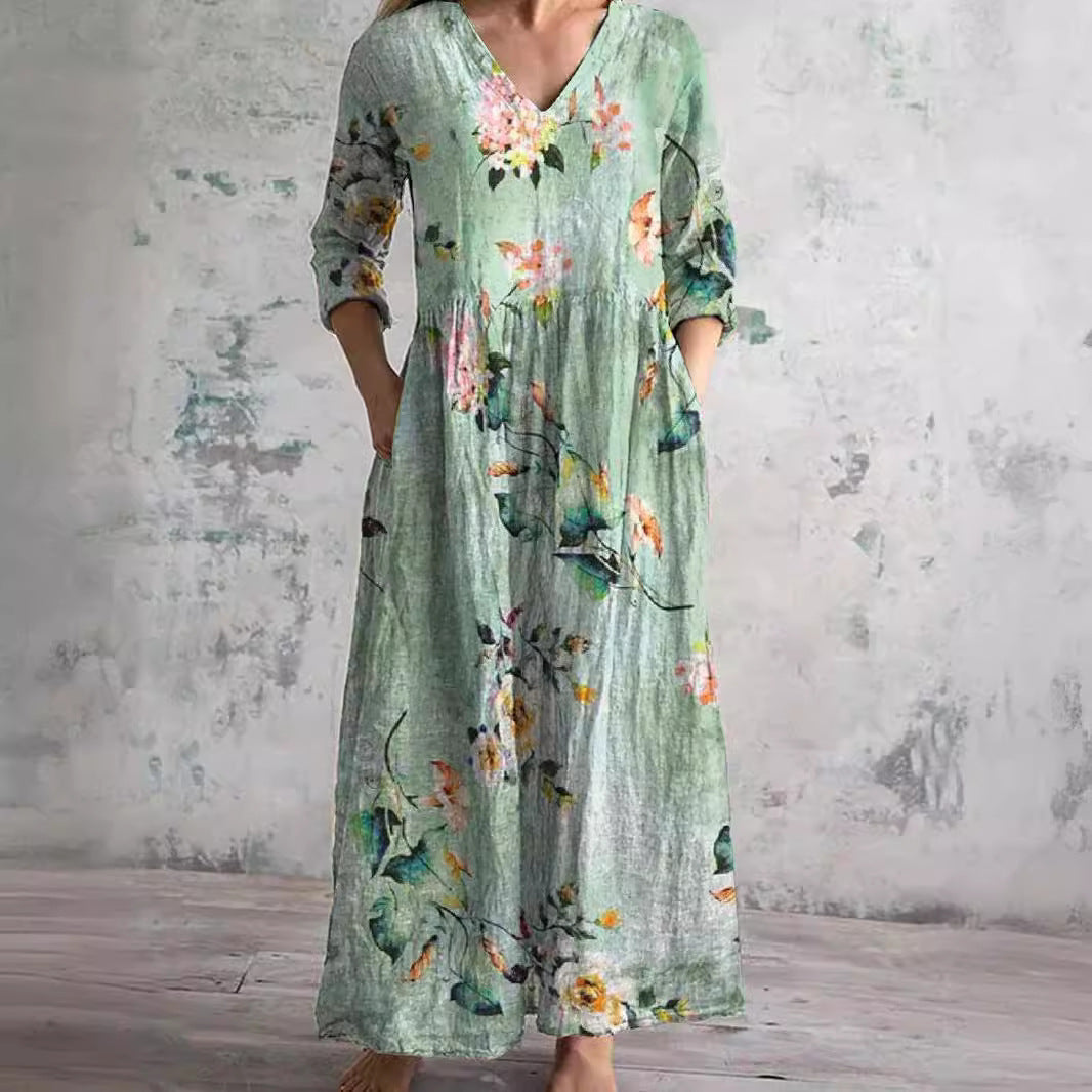 Maja – Elegantan Midi Haljina od Svile s Čipkastim Detaljima