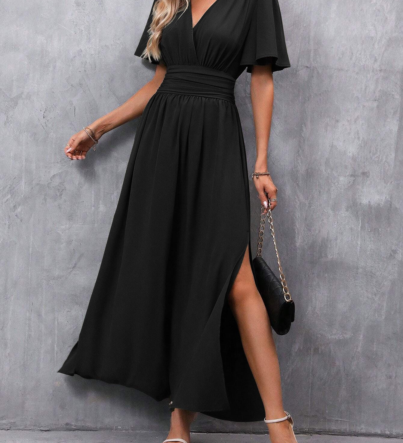 Nika – Elegantna Crna Maxi Haljina od Svile