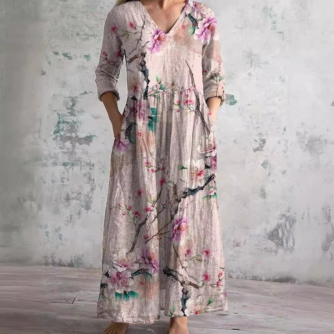 Maja – Elegantan Midi Haljina od Svile s Čipkastim Detaljima