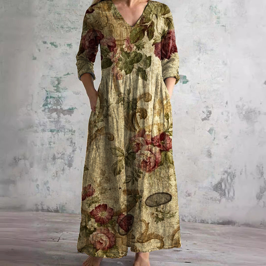 Maja – Elegantan Midi Haljina od Svile s Čipkastim Detaljima