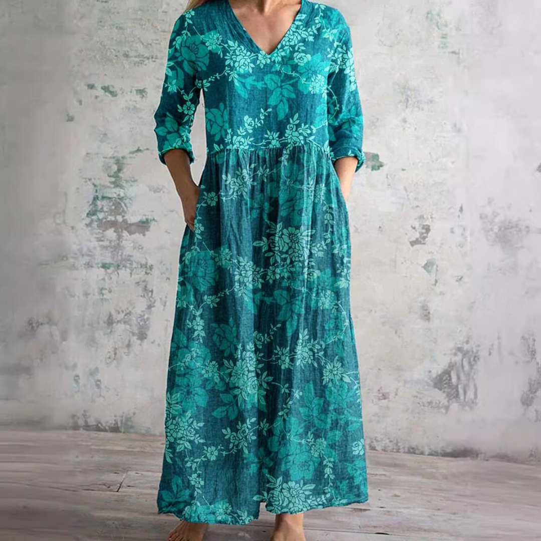 Maja – Elegantan Midi Haljina od Svile s Čipkastim Detaljima