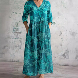 Maja – Elegantan Midi Haljina od Svile s Čipkastim Detaljima