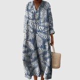 Nina – Elegantna midi haljina s geometrijskim uzorkom
