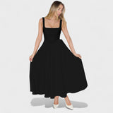 Nika – Elegantna midi haljina s kvadratnim izrezom