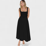 Nika – Elegantna midi haljina s kvadratnim izrezom