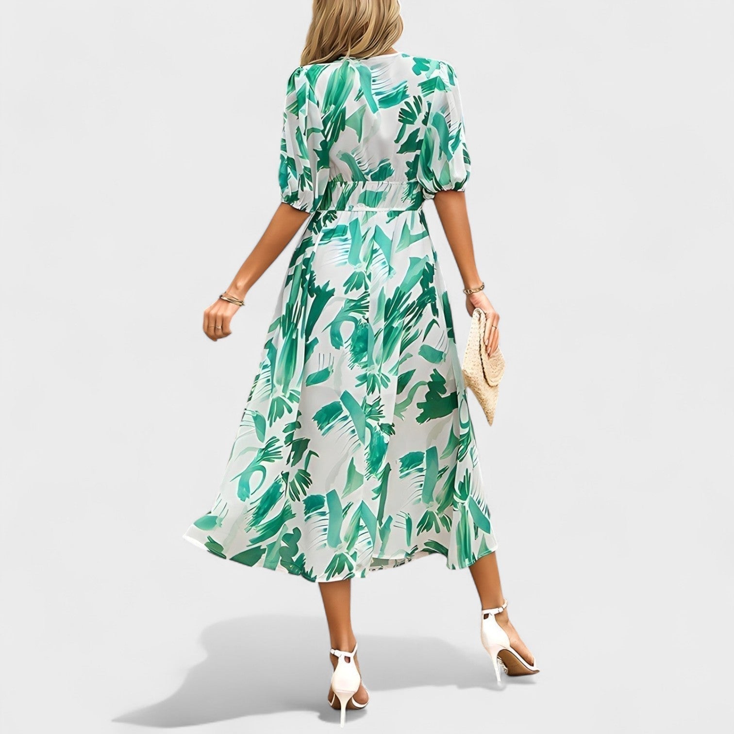 Anja – Elegantna Midi Haljina s Cvjetnim Uzorkom