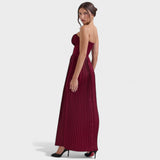 Katarina – Elegantna haljina bez naramenica od svile