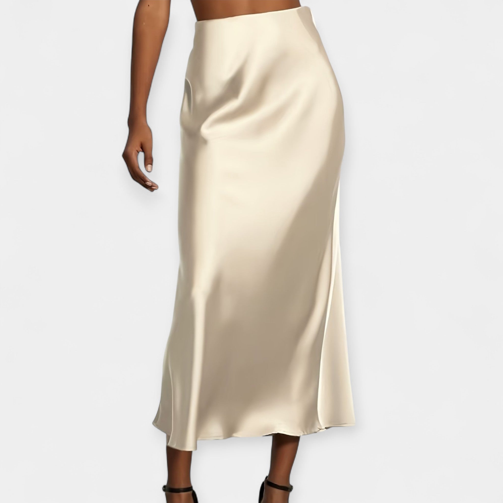 Marija – Elegantna midi minica od svile s visokim strukom