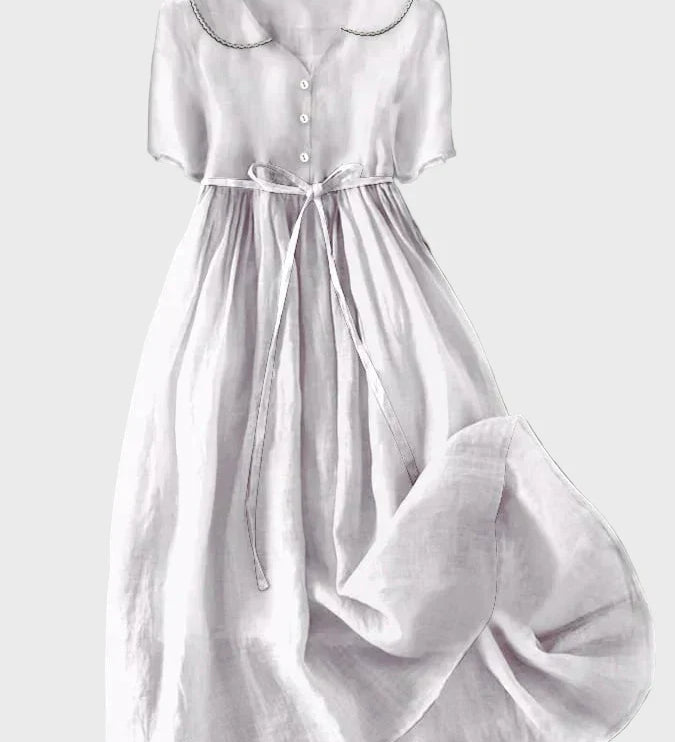 Sara – Elegantna midi haljina s gumbima od svile