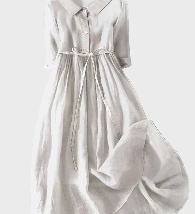 Sara – Haljina od Svile s Elegantnim Ovratom